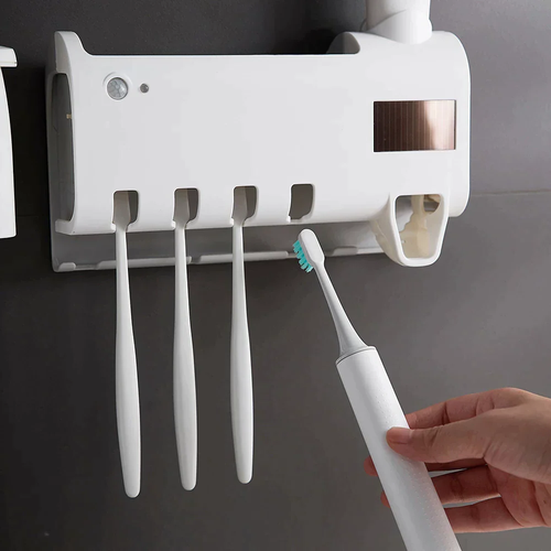 Automatic Sanitizing Toothbrush Brush Holding Bay w/ Automatic Toothpaste Dispenser