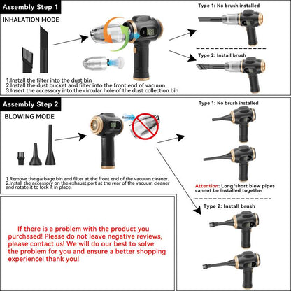 Belibuy Handheld Cordless Car Vacuum Cleaner, 19000Papowerful, 6-In-1 Portable Vacuum Cleaner with Smartdisplay, Suitable for Car, Home, Office, Pet Portable Highportable Cordless