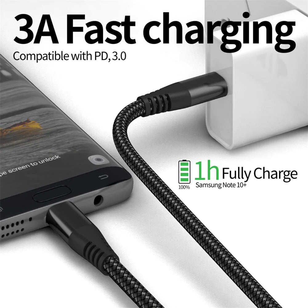 Male to Male USB-C Charging Cable | Fast Charger & Data Sync Cord for Phones & Laptops