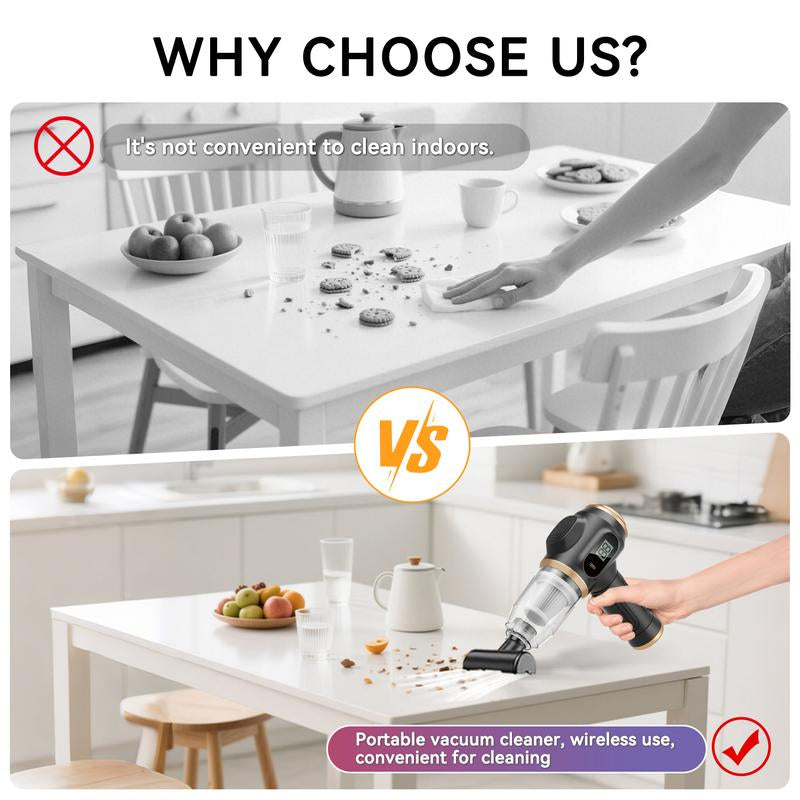 Belibuy Handheld Cordless Car Vacuum Cleaner, 19000Papowerful, 6-In-1 Portable Vacuum Cleaner with Smartdisplay, Suitable for Car, Home, Office, Pet Portable Highportable Cordless