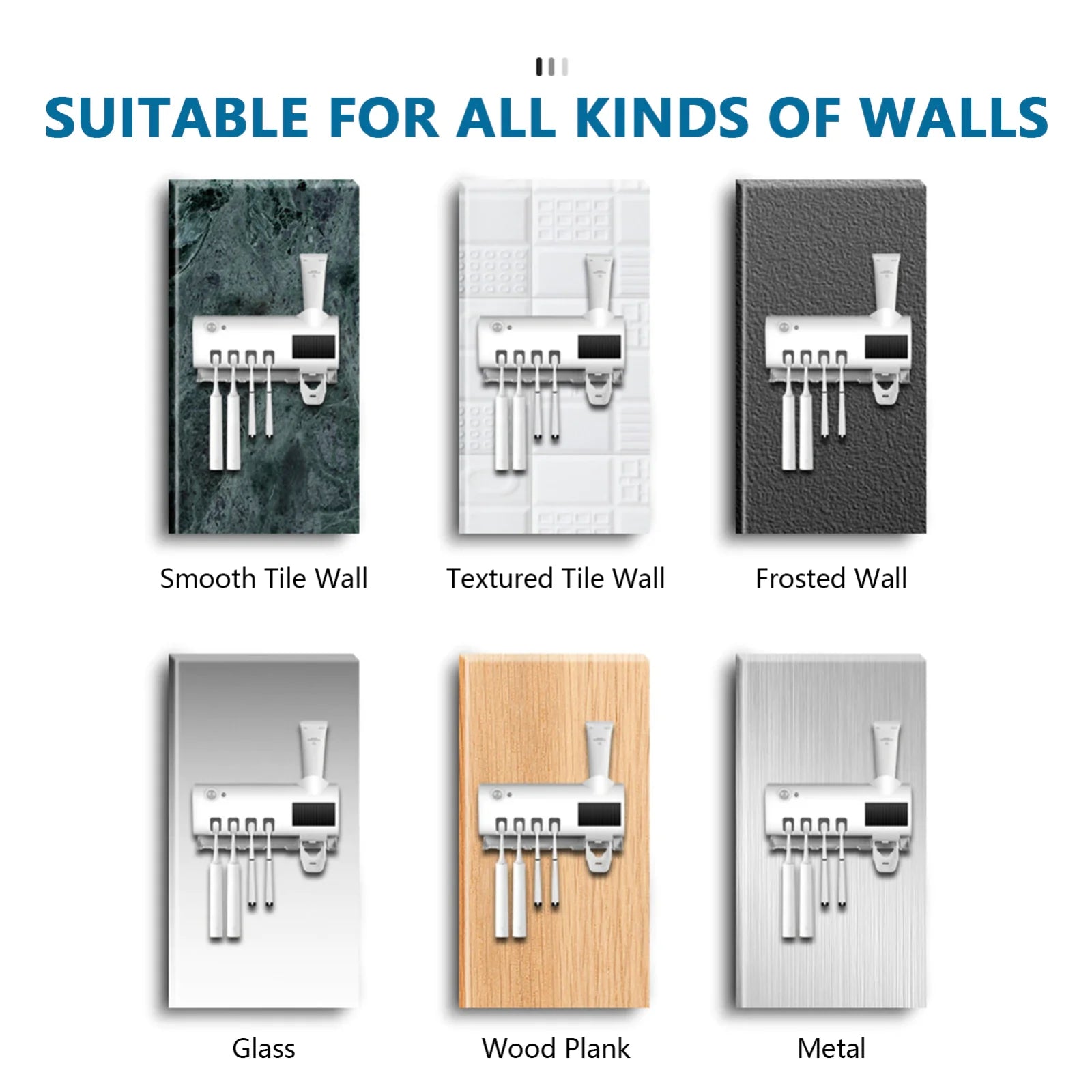 Smart UV Toothbrush Sanitizer Holder & Automatic Toothpaste Dispenser | Wall Mounted Bathroom Organizer with Sterilizer Rack | Wireless & Rechargeable